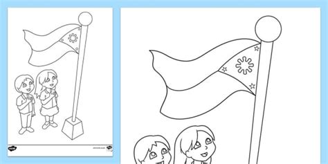 flag ceremony singing national anthem philippines drawing|Philippine Flag Ceremony Coloring Sheet .